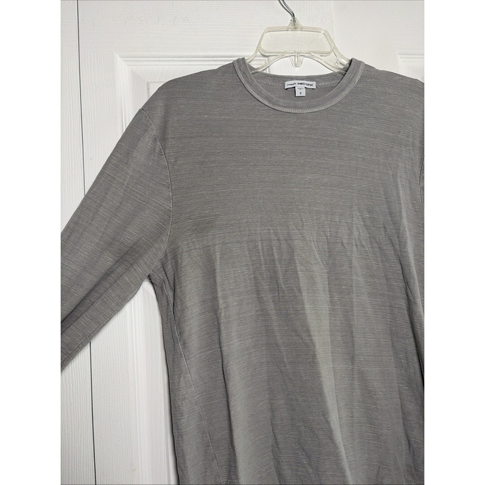 James Perse 0 Standard Crew Neck Long Sleeve Womens Size S Grey Slub Cotton Tee - Picture 3 of 7